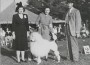 Alva Rosbenberg in September, 1944, at age 52, awarding the Non-Sporting Group at the Interstate Kennel Association to Mrs. Sherman R. Hoyt of the legendary Blakeen Poodles for one of her white Standard stars. Club President, Anna Katherine Nicholas looks on.