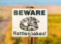 Beware,Rattlesnakes,Sign,On,Sunny,Day.