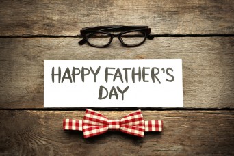 Happy,Father's,Day,Inscription,With,Red,Bow,Tie,And,Glasses